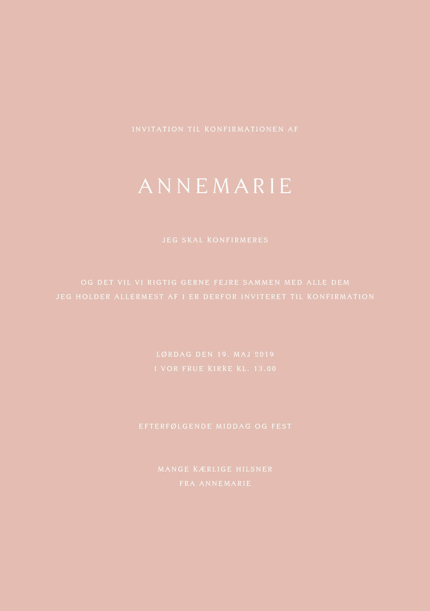 Invitationer - Annemarie Konfirmation
